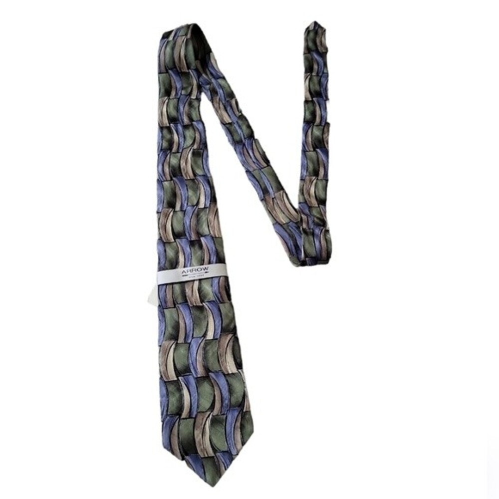 NWT Arrow men's Phoenician tide silk tie, green
